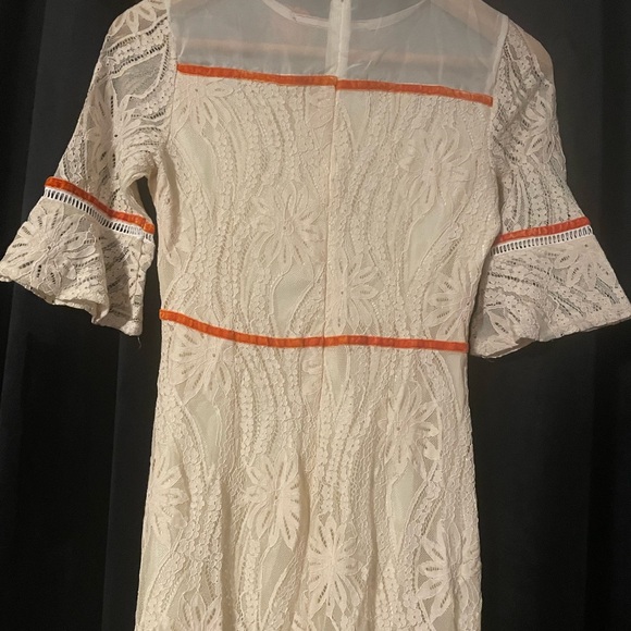 Vintage Cream Lace Dress with Orange Accents - Picture 4 of 4